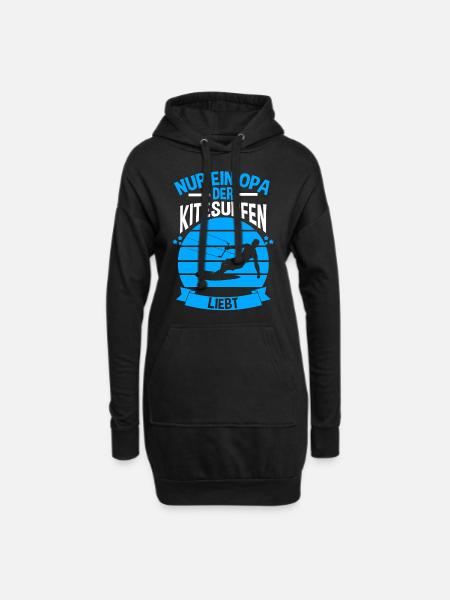 Kitesurfen Opa - Hoodie-Kleid - Schwarz