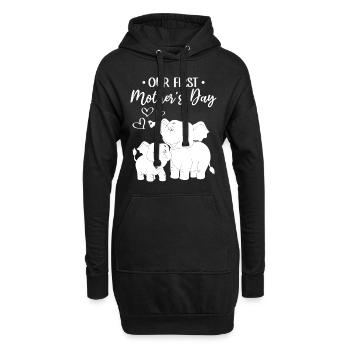 Notre premier bébé de la fête des mères - Sweat-shirt à capuche long Femme - noir - Devant