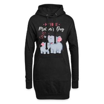 Fête des mères Éléphant Mère Ma première fête des mères - Sweat-shirt à capuche long Femme - noir - Devant