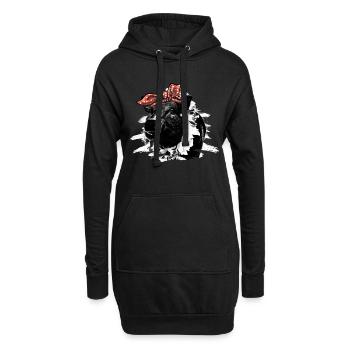 Schwein - Hoodie-Kleid - Schwarz - Vorne