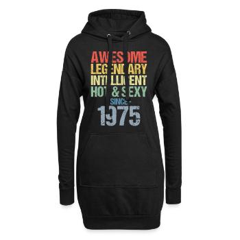 Né en 1975 Né en 1975 Anniversaire - Sweat-shirt à capuche long Femme - noir - Devant