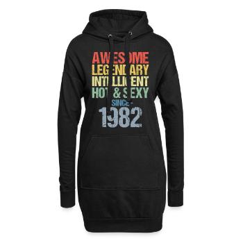 Né en 1982 Né en 1982 Anniversaire - Sweat-shirt à capuche long Femme - noir - Devant