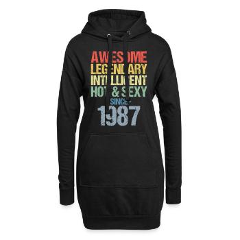 Geboren 1987 Jahrgang 1987 Geburtstag - Hoodie-Kleid - Schwarz - Vorne