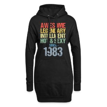 Né en 1983 Né en 1983 Anniversaire - Sweat-shirt à capuche long Femme - noir - Devant