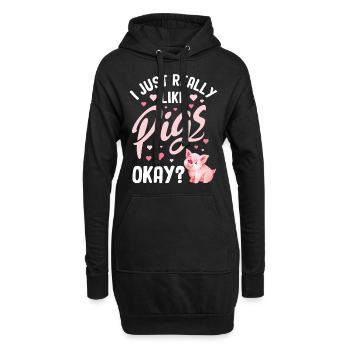 Schwein - Hoodie-Kleid - Schwarz - Vorne