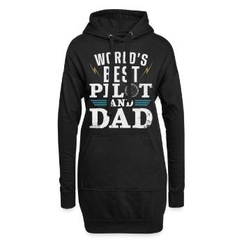 Airplane Pilot Dad Father Vintage - Hoodie-Kleid - Schwarz - Vorne