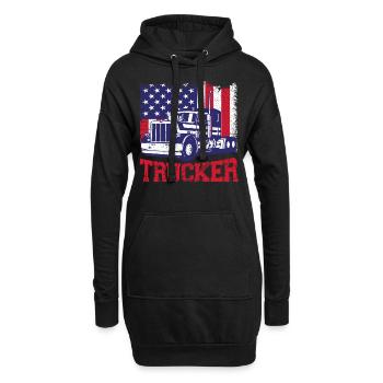 Trucker Truck Driver Vintage Usa - Hoodie-Kleid - Schwarz - Vorne