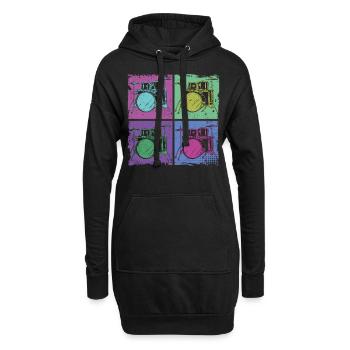 Drummer Drum Set 80S 90S Retro - Hoodie-Kleid - Schwarz - Vorne