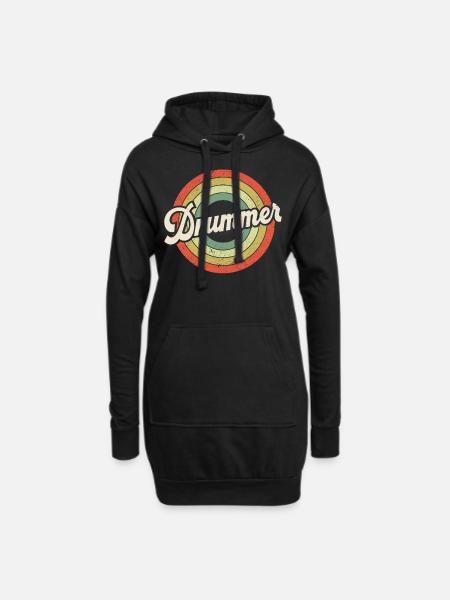 Drummer Retro Vintage Drummer - Hoodie-Kleid - Schwarz