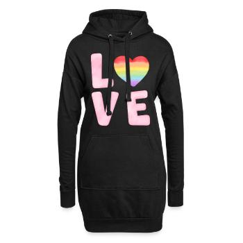 LGBTQ Gay Pride Month Rainbow Love is Love - Hoodie-Kleid - Schwarz - Vorne
