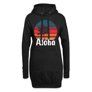 Aloha - Hawaii Surfing Retro Coucher de soleil - Sweat-shirt à capuche long Femme - noir - Devant