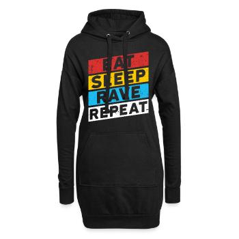 RAVE RAVER FESTIVAL PARTY | EAT SLEEP RAVE REPEAT - Hoodie-Kleid - Schwarz - Vorne