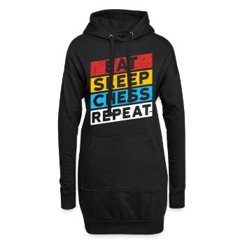 | D’ÉCHECS MANGER DORMIR CHESS RÉPÉTER - Sweat-shirt à capuche long Femme - noir - Devant