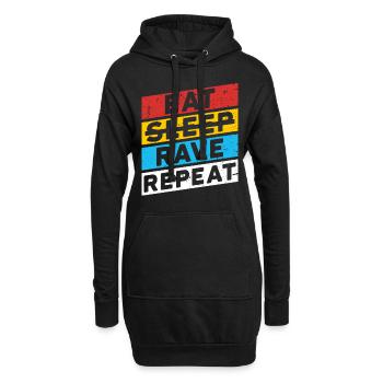 RAVE RAVER FESTIVAL PARTY | EAT SLEEP RAVE REPEAT - Hoodie-Kleid - Schwarz - Vorne