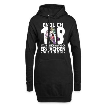 Endlich 18 Jahre - 18. Geburtstag - Hoodie-Kleid - Schwarz - Vorne
