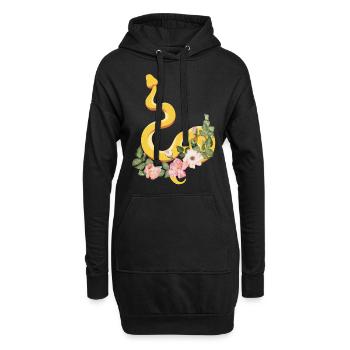 Snake Serpent Flower Floral - Hoodie-Kleid - Schwarz - Vorne