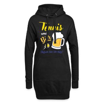Tennis und Bier Spruch Geschenk Tennisspieler - Hoodie-Kleid - Schwarz - Vorne