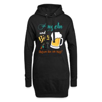 Angeln und Bier darum bin ich hier Angler Geschenk - Hoodie-Kleid - Schwarz - Vorne