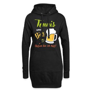 Tennis und Bier Spruch Geschenk Tennisspieler - Hoodie-Kleid - Schwarz - Vorne