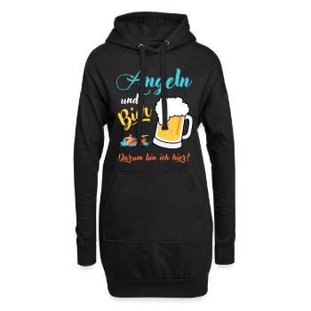 Angeln Bier Angler Fischer Sprüche Geschenkidee - Hoodie-Kleid - Schwarz - Vorne