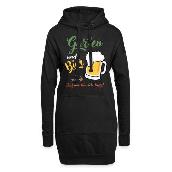 Garten und Bier darum bin ich hier Hobbygärtner - Hoodie-Kleid - Schwarz - Vorne