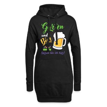 Garten und Bier Hobbygärtner Gartenbau Geschenk - Hoodie-Kleid - Schwarz - Vorne