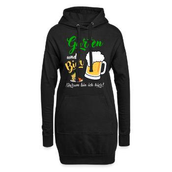 Garten und Bier darum bin ich hier Gärtner Spruch - Hoodie-Kleid - Schwarz - Vorne