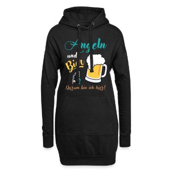 Angeln Bier Angler Fischer Spruch Geschenkidee - Hoodie-Kleid - Schwarz - Vorne