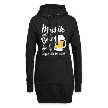 Musik und Bier darum bin ich hier - Hoodie-Kleid - Schwarz - Vorne