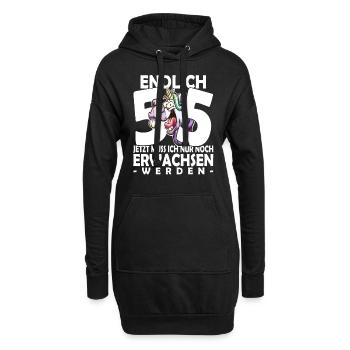 Endlich 55 Jahre - 55. Geburtstag - Hoodie-Kleid - Schwarz - Vorne