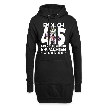 Endlich 45 Jahre - 45. Geburtstag - Hoodie-Kleid - Schwarz - Vorne