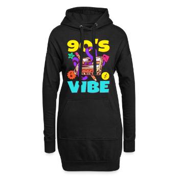90er Jahre Outfit Party Motto Kassette 90's Vibe - Hoodie-Kleid - Schwarz - Vorne