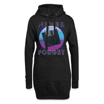Never Forget Retro 80er 90er Nostalgie - Hoodie-Kleid - Schwarz - Vorne