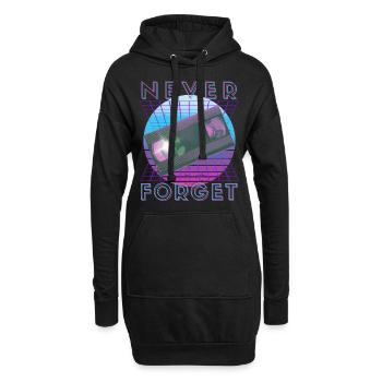 Never Forget Retro 80er 90er Nostalgie - Hoodie-Kleid - Schwarz - Vorne