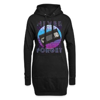Never Forget Retro 80er 90er Nostalgie - Hoodie-Kleid - Schwarz - Vorne
