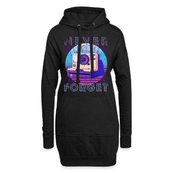 Never Forget Retro 80er 90er Nostalgie - Hoodie-Kleid - Schwarz - Vorne