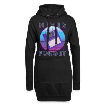 Never Forget Retro 80er 90er Nostalgie - Hoodie-Kleid - Schwarz - Vorne