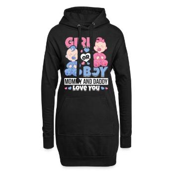 Fille ou garçon maman et papa t'aiment bébé - Sweat-shirt à capuche long Femme - noir - Devant