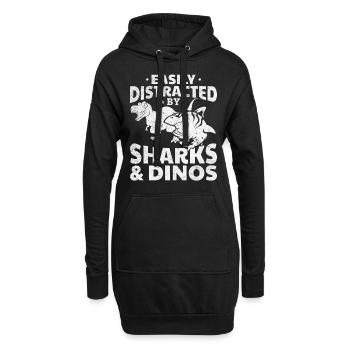 Great White Shark Lover Leicht abgelenkt von Haien - Hoodie-Kleid - Schwarz - Vorne