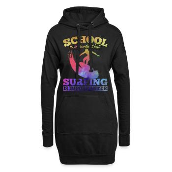 L’école est importante mais le surf est important - Sweat-shirt à capuche long Femme - noir - Devant