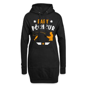 Papy Pêcheur Humour Fête des Grands Pères Noël - Sweat-shirt à capuche long Femme - noir - Devant