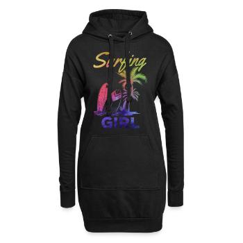 Planche de surf Surfer Wave Surf Girls Surf - Sweat-shirt à capuche long Femme - noir - Devant
