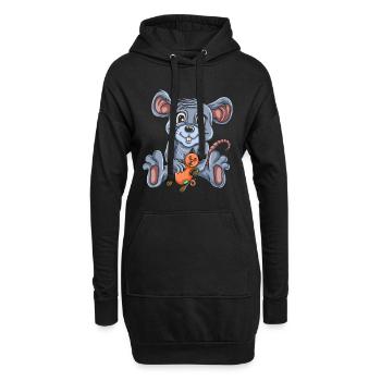 Souris Souris Cadeau Rat Rongeur Souris Souris Lousemaus - Sweat-shirt à capuche long Femme - noir - Devant