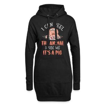 Schwein - Hoodie-Kleid - Schwarz - Vorne