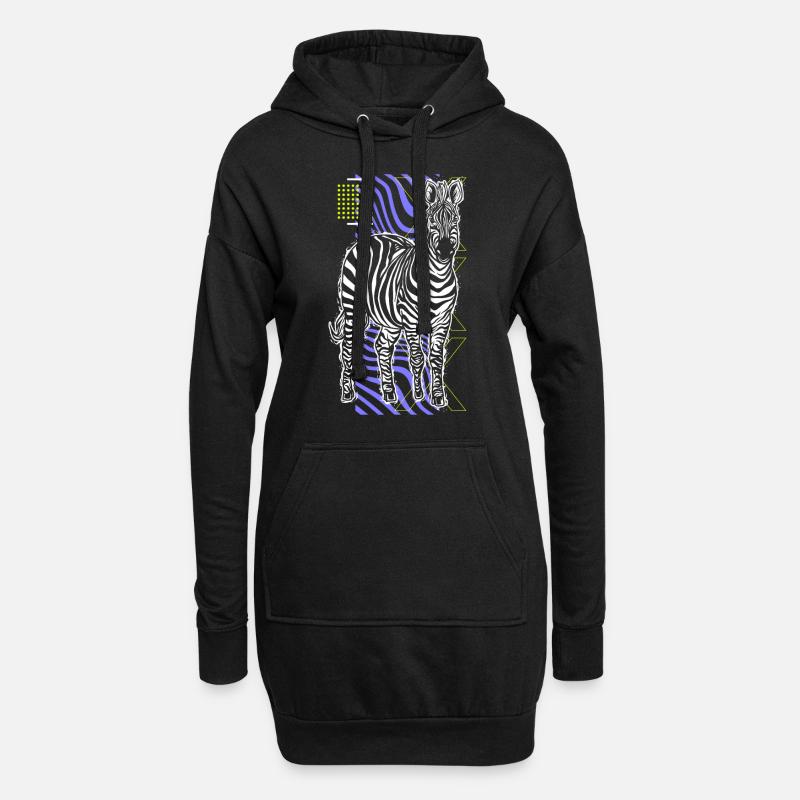 Zebra Geschenk Schwarz-weiß Safari Savanne Steppe - Hoodie-Kleid - Schwarz