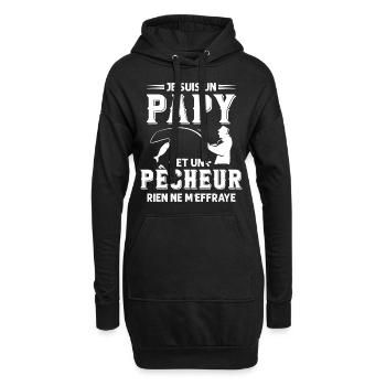 Papy Pêcheur Humour Fête des Grands Pères Noël - Sweat-shirt à capuche long Femme - noir - Devant