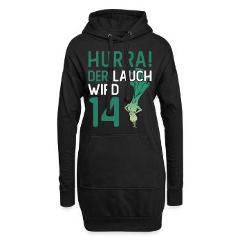 Hurra der Lauch wird 14 - Hoodie-Kleid - Schwarz - Vorne