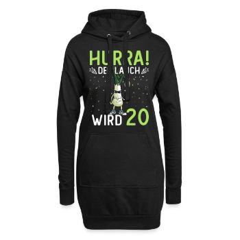 Hurra der Lauch wird 20 - Hoodie-Kleid - Schwarz - Vorne