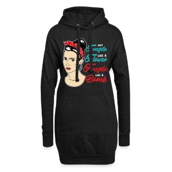 Nicht zerbrechlich wie eine Blume / Feminist - Hoodie-Kleid - Schwarz - Vorne