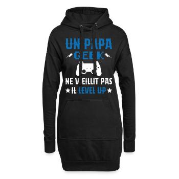 Un Papa Geek Ne Vieillit Pas Il Level Up - Sweat-shirt à capuche long Femme - noir - Devant